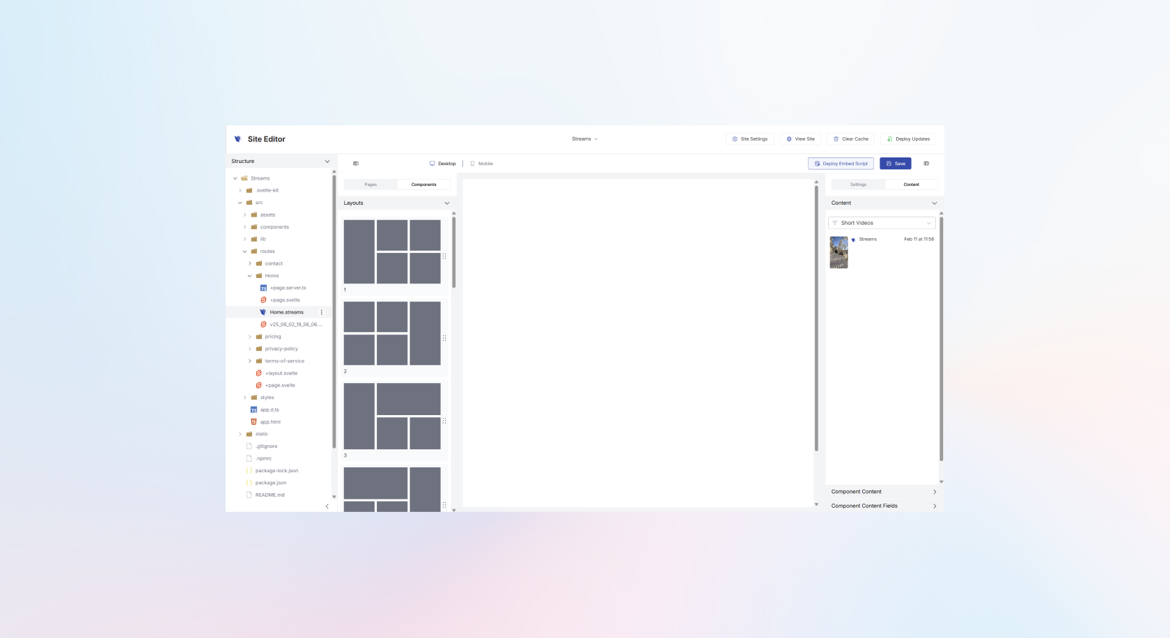 Screenshot of the Web Studio Editor